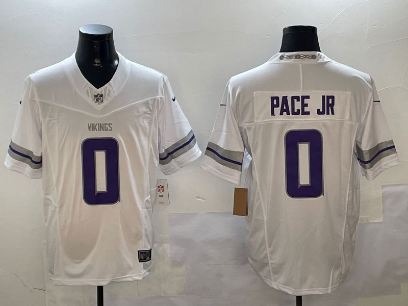 Men Minnesota Vikings #0 Pace jr White Throwback Three generation 2024 Nike Limited NFL Jersey style 1